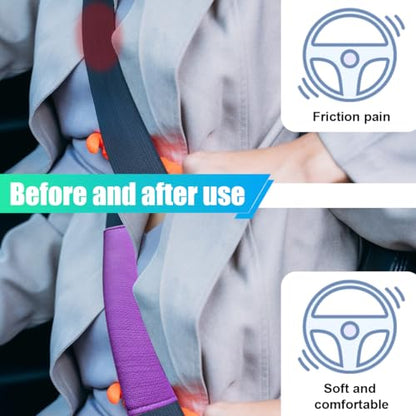 2PCS Long Car Seat Belt Cover Pads, Soft Mesh Seatbelt Shoulder Strap Protector Pad for Comfort Driving, Breathable Car Seat Belt Pad Harness Cushion Protect Your Neck and Shoulder (Purple) - color: Purple