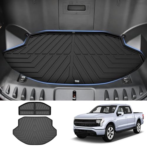 Powerty Front Trunk Mat for Ford F150 Lightning 2022-2025 Accessories Front Trunk Liner All Weather Mats Upper and Lower Trunk Storage Liner Cargo Mat 2 PCS - size: Front Cargo Mat｜For｜22-25｜Ford F150 Lightning