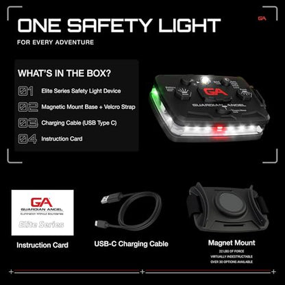Guardian Angel Elite Series Safety Light (White Front & Green/Yellow Rear) - Rechargeable, Magnetic, Wearable & Mountable LED Flashlight for Construction, Roadside, Towing, Security & Industrial PPE - color: White/Green/Yellow, size: 1-Pack