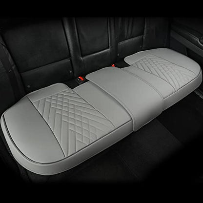 GIANT PANDA Premium PU Leather Rear Car Seat Cover Protector, Luxury Adjustable Anti-Slip Bottom Bench Seat Cover (49~59''),Fits 90% of Vehicles, Back Seat Cover, Grey - color: Rear Seat Gray, size: 1 Piece Standard Size