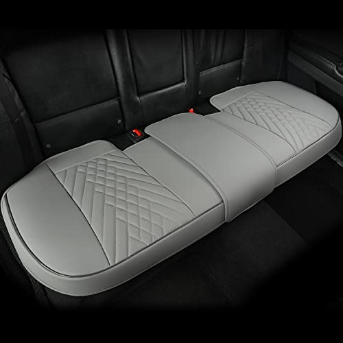 GIANT PANDA Premium PU Leather Rear Car Seat Cover Protector, Luxury Adjustable Anti-Slip Bottom Bench Seat Cover (49~59''),Fits 90% of Vehicles, Back Seat Cover, Grey - color: Rear Seat Gray, size: 1 Piece Standard Size