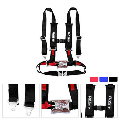 RASTP 4 Point Safety Harness Set with Ultra Comfort Heavy Duty Shoulder Pads,(Pack of 1) (Black)