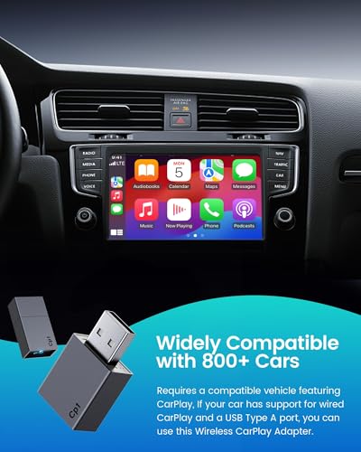Wireless Carplay Adapter for iPhone - Plug & Play Convert Wired to Wireless CarPlay for Cars from 2016 and iOS 10+, No Latency Mini USB Type A Black