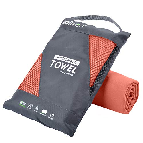 Rainleaf Microfiber Towel Perfect Travel & Gym & Camping Towel. Quick Dry - Super Absorbent - Ultra Compact - Lightweight. Suitable for Trip, Beach, Shower, Backpacking, Pool - color: Brick Red, size: 24.00" x 12.00"