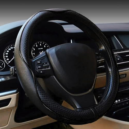 LABBYWAY Microfiber Leather Steering Wheel Cover, Universal 14.5-15 Inch Steering Wheel Anti Slip Car Interior Accessories for Men Women (Black) - color: Black Line
