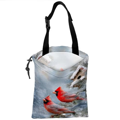 Car Trash Bag Hanging Winter Cardinal Car Trash Can for Back Seat Waterproof Car Garbage Can with Adjustable Straps and Drawstring for Car Accessories Vehicle Travelling Camping - color: Winter Cardinal