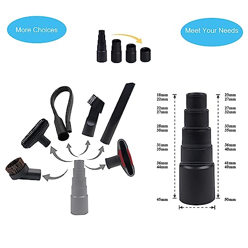 12 PCS Vacuum Attachments for Shop Vac Accessories 1 1/4 inch 1 3/8 inch Cleaning Accessories Kit with Universal Vacuum Hose Adapter Vacuum Extension Wand Horse Hair Brush Flexible Crevice Tool - size: 12 Pack