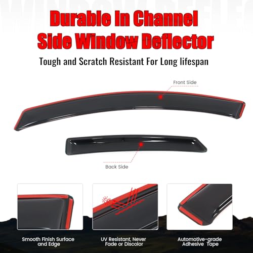 IKON MOTORSPORTS in Channel Window Visors Compatible with 2013-2020 Ford Fusion, Slim Style Acrylic Smoke Rain Guards, Side Window Wind Deflectors 4PCS