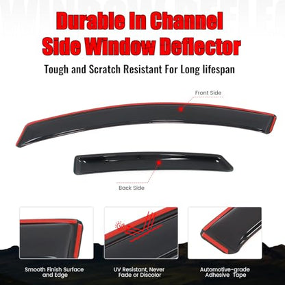 IKON MOTORSPORTS in Channel Window Visors Compatible with 2013-2020 Ford Fusion, Slim Style Acrylic Smoke Rain Guards, Side Window Wind Deflectors 4PCS