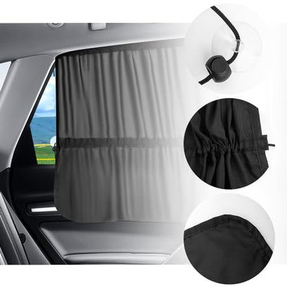 2PCS Car Window Shades,Suction Cup Mount Car Side Window Sun Shade for Sun Protection,Universal Window Covers for Privacy CCar Accessories Interior for Most Cars Trucks SUVs