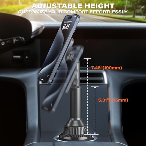 APPS2Car Magnetic Cup Holder Phone Holder -Designed for iPhone MagSafe Case - [Not Charging] (Gray-MagSafe) - color: Gray-MagSafe