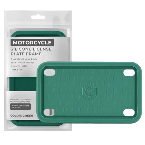 Rightcar Solutions Motorcycle License Plate Frame Premium Silicone, Rust-Proof, Rattle-Proof, Weather-Proof Plate Holder, Street Legal, Custom Bike Tag Frame - Green - color: Green