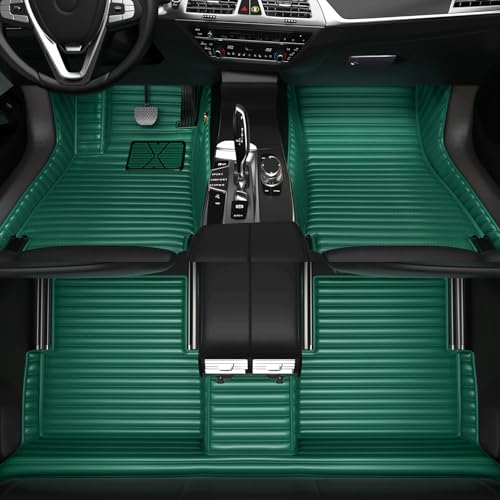 All-Weather car Floor MATS-Suitable for 99% of car Models,Leather car mat, offering Personalized Embroidery and Multiple Color Options,Provide Protection for car Rug (Green=) - color: Green=