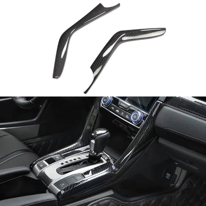 YINGTUU for Honda Civic Accessories 10th Gen 2016 2017 2018 2019 2020 2021 Side Gear Shift Panel Frame Trims Carbon Fiber Pattern - color: Side Gear Shift Panel Strips Trims