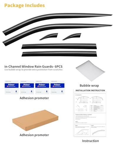 Tape-On 6pcs Rain Guards Window Visors Fit for Toyota RAV4 2019 2020 2021 2022 2023 2024 2025, Low-Profile Window Deflectors for RAV 4, Out-Channel Vent Shades Smoked - size: Fit for 2019-2025 Toyota RAV4