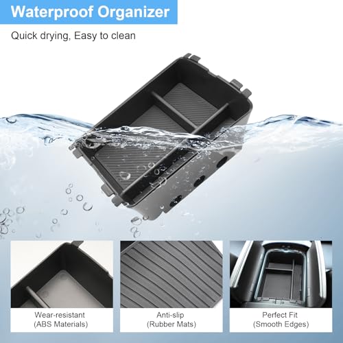 Double Layer-2026 Palisade Center Console Organizer for Hyundai Palisade (Calligraphy) (Only fit 7-Seater with Dual-Opening Center Console), Durable ABS Plastic Tray 2026 Palisade Accessories - color: Black (2pcs)
