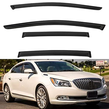 4pcs Front+Rear Smoke Tint Sun/Rain Guard Outside Mount Tape-On Vent Window Visors Compatible with 10-16 Lacrosse - size: Compatible with 2010-2016 Buick LaCrosse