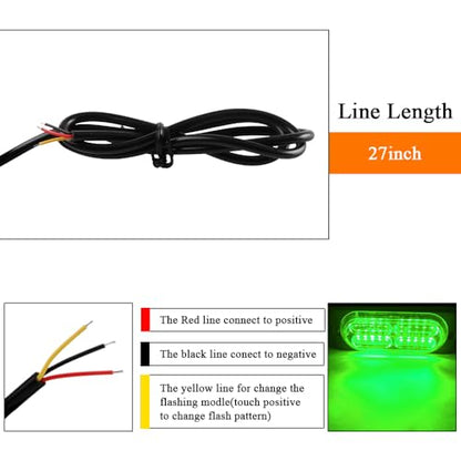 4PCS Strobe Lights for Truck 12-24V 20 LED Slim Surface Mount Emergency Flashing Lights for Vehicles for Car Truck Vehicle SUV ATV, Caution Hazard Warning Light IP68 Waterproof (Green) - color: Green