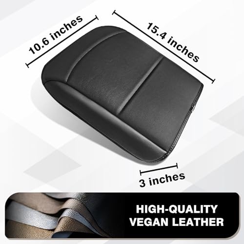 Muslogy Center Console Armrest Cover Fit for Ford F150 2021-2025 2026 Accessories, Comfort Armrest Pad Console Lid Cushion Vegan Leather Regular Thick(Bucket Seat ONLY) - size: 2) 21-25 |F150| Bucket Seat, Regular