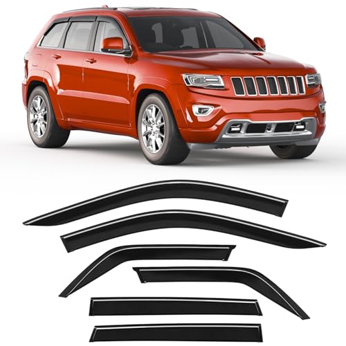 6-PCS Extra-Thick Rain Guards Fit for 2011-2021 Jeep Grand Cherokee Extra Durable Tape-on Window Rain Guard Window Deflectors Vent Shades Window Visor Vent Visors Exterior - size: Fit for 2011-2021 Jeep Grand Cherokee