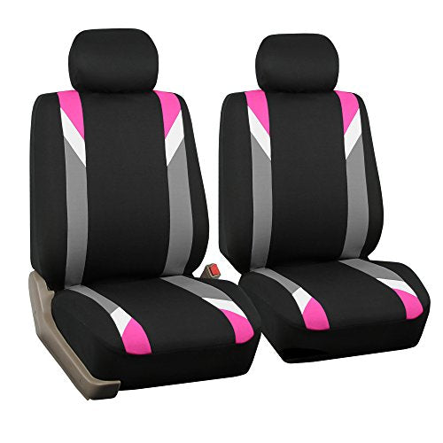 FH Group Front Set Cloth Car Seat Covers for Low Back Car Seats with Removable Headrest, Universal Fit, Airbag Compatible Seat Cover for SUV, Sedan, Van, Pink - color: Pink, size: Front Set