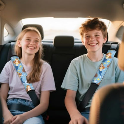 2Pcs Soft Auto Seat Belt Cover Pad Cartoon Mermaid Colorful Car Seatbelt Shoulder Cushion for Comfortable Driving, Compatible with All Cars' Seatbelt and Backpack Straps - color: Mermaid