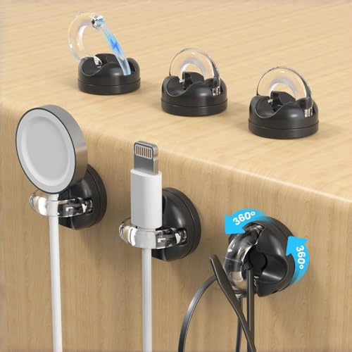 IFNOW Magnetic Cable Clips for Nightstand Self Adhesive Cord Holder Adjustable Clip for Desk, Nightstand, Phone Charger, Computer, Home, Office, Car (Black-New, 6PCS) - color: Black-New, size: 6PCS