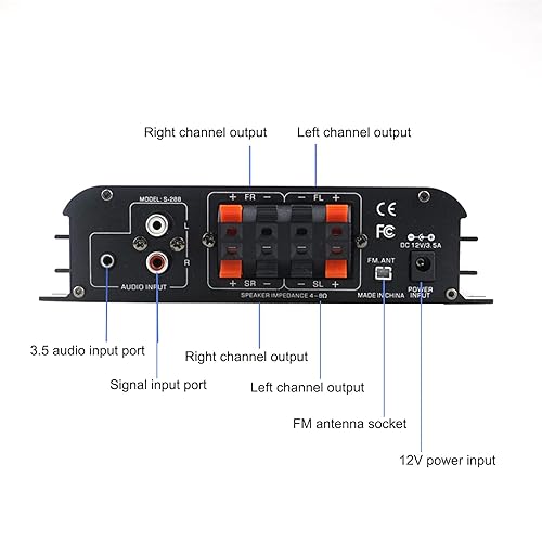 Romicta 4 Channel Bluetooth 5.0 Stereo Amplifier, 50Wx4 Home Audio Stereo Receiver, 1200W Max, USB/SD/FM, Class D HiFi Power Amp for Home Theater, Car & Karaoke, Includes Remote & Power Adapter - style: 4.0 CH (With FM)