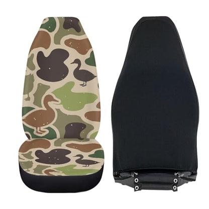 Duck Camo Car Seat Covers 2 Pcs Automobile Front Seat Covers Breathable Protection Interior Accessories Anti-Slip Back Fabric Compatible with Most Cars,SUV,Sedan - color: Duck Camo Print