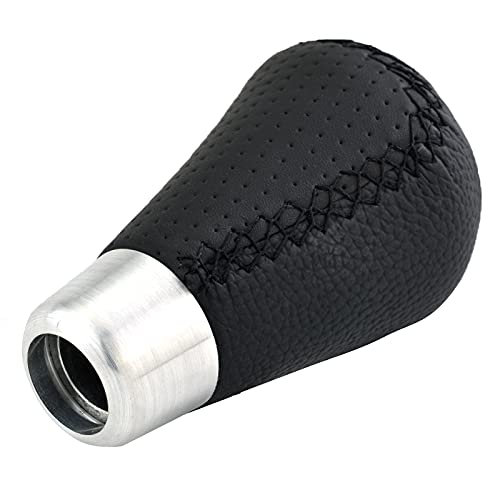 Lunsom 6 Speed Shift Knob Manual Stick Shifter Handle Leather Gear Lever Head Car Accessories Fit Most Vehicle (Black Suture) - color: Black