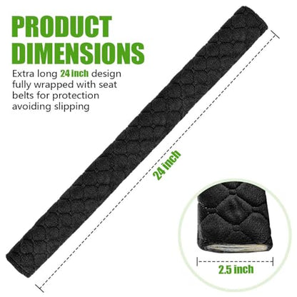 24 Inch Long Car Seatbelt Cover, Soft Comfort Seatbelt Protector Pads Strap Protecting Neck Shoulder Clothes for Car SUVS Truck (Black) - color: Black