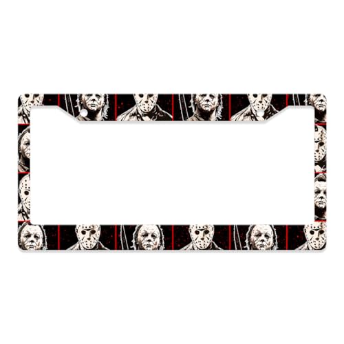 GENANY Horror Movie License Plate Frame License Plate Frames, Slasher Car License Plate Cover Fits Standard US Vehicles, Horror Car Accessories, Personalised Car Decorations for Women Men - color: Horror Movie Character