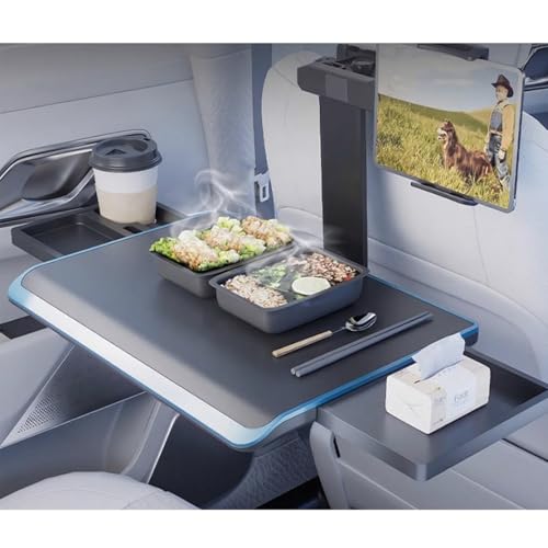 Multi-Functional Aluminum Alloy Car Seat Tray Table, with Tablet and Mobile Phone Holder, Portable Foldable Back Seat Laptop Desk, for Eating, Traveling,Working, Writing