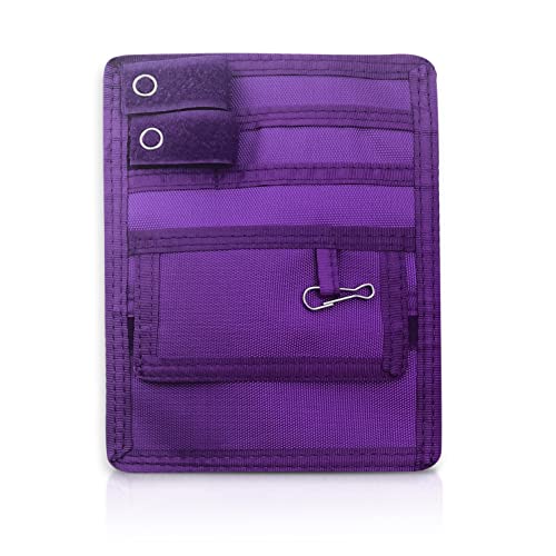 ASA TECHMED Nurse Pocket Organizer, Nylon 5 Pocket Nurse Scrub Organizer, 6 Inch x 5 inch, Purple - color: Purple