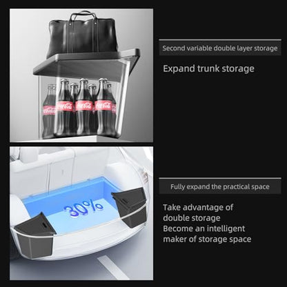 LUCKEASY 2PCS Trunk Storage Box for Tesla Model Y 2021-2024 5 Seat (Not Fit 2025+ Juniper) TPE Trunk Organizer Bins With Lids Trash Cans Accessories Interior Black - size: Trunk Box 2pcs