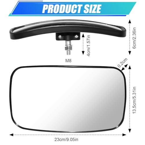Universal Forklift Mirror - 8.2x4.8" Square HD Wide-Angle Convex Mirror - 1 Pair