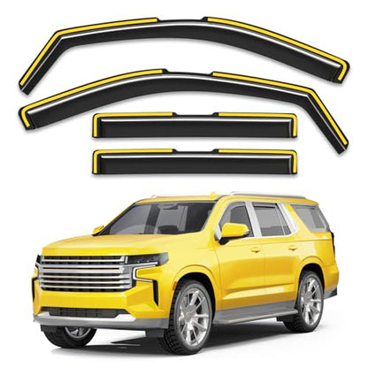 in-Channel Window Rain Guards Fit for Chevy Tahoe/Cadillac Escalade/GMC Yukon 2021-2026 Rain Guard Extra Durable Window Deflectors Vent Visors Vent Shades Exterior Car Accessories-4pcs - size: 2021-2026 Chevy Tahoe/Cadillac Escalade/GMC Yukon