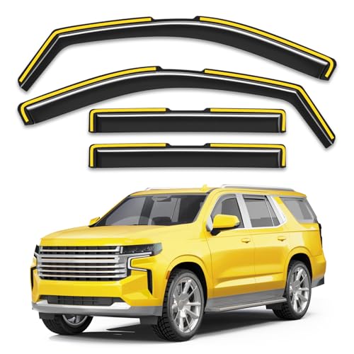 in-Channel Window Rain Guards Fit for Chevy Tahoe/Cadillac Escalade/GMC Yukon 2021-2026 Rain Guard Extra Durable Window Deflectors Vent Visors Vent Shades Exterior Car Accessories-4pcs - size: 2021-2026 Chevy Tahoe/Cadillac Escalade/GMC Yukon