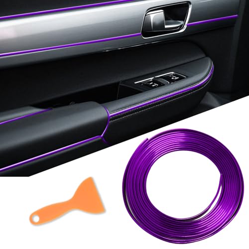 Car Interior Moulding Trim Strips 16.4ft /5M Universal Car Decoration Pinstriping Filler Insert Strips Styling Dashboard Decorative DIY Flexible Strip Garnish Accessory with Installing (Purple) - color: Purple