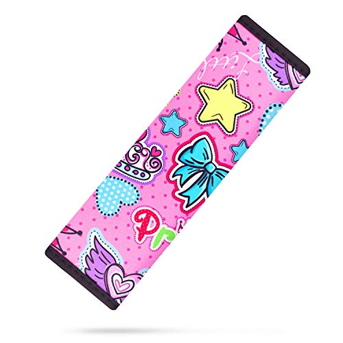 YR Seat Belt Cover for Kids, Soft Comfort Seat Belt Cushion for Children, Cute Cartoon Pattern Car Seat Belt Pads Cover for Girls and Boys, 1 Pack, Pop Pink - color: Pop Pink