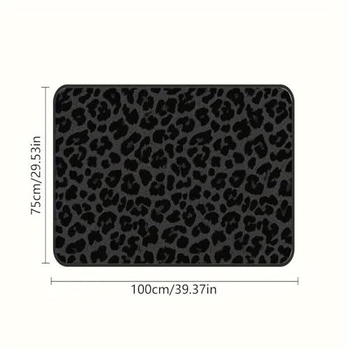 Universal Car Trunk Mat 29" x 39", Black Fashion Leopard All Weather Trunk Protection Cargo Liner, Durable Cargo Mat Rear Trunk Liner, Stylish Vehicle Interior Accessories Suitable for Most Car Models - color: Black Leopard