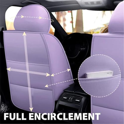 Car Seat Covers Front Seats, Super Luxurious Heavy Universal Duty Waterproof Leather Automotive Vehicle Cover for Cars SUV Pick-up Truck, Non-Slip Seat Pink Car Accessories (2 PCS Front/Light purple) - color: 2 PCS Front/Light purple