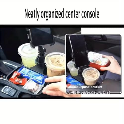 5 in 1 Car Table Tray，Mobile Phone Holder Car Cup Holder Tray ，360° Rotation Cup Holder Tray for Car，Compatible with Vehicles, Car, Road Trip Essentials