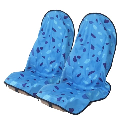 Sweat Towel Car Seat Cover Protector Front Seats for Gym Workout, Running, Swimming, Beach and Hiking, Waterproof Universal Seat Cover for Car, Truck, Van & SUV (2pcs Front Seat) - color: Blue Geometric Flake, size: 2pcs Front Seat