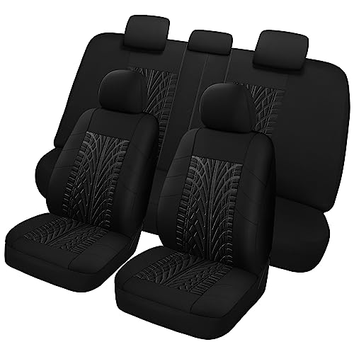 Pariitadin Car Seat Covers Full Set, Washable and Breathable Premium Cloth Automotive Vehicle Seat Cover for Car Interior, Universal Fit for Most Cars, Sedan, Truck, SUV(Black) - color: 5-Black, size: Full Set