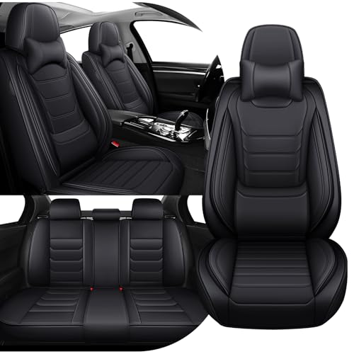 Car Seat Cover Full Set for BMW X3 Seat Covers 2004-2025, Nappa Leather Waterproof Seat Covers for Cars, Airbag Compatible, Universal Automotive Seat Covers (Luxury 5 Seats/Black) - color: Black, size: 5 Seats Luxury