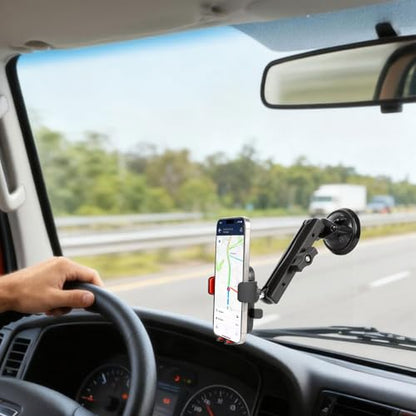 xik 1" Ball Suction Cup Base Mount with 5.91" Double Socket Arm for Phone Tablet Action Camera Holder Mount, 3.5" Large Suction Cup Base for Windshield, Fits RAM B Size Mounts (with 5.91" Arm) - size: Suction Cup Base with 5.91" Arm