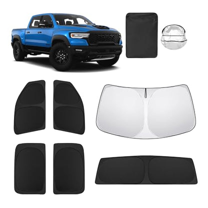 6pcs Car Window Shades for Dodge RAM 1500 Crew Cab 2019-2026 Accessories,Windshield Side Rear Full Sunshade,Sun Visor UV Blocking, Privacy Protection and Blackout for Camping Outdoor - size: for Dodge RAM 1500 2019-2025