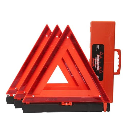 WORKKOOL Safety Triangles DOT Approved, Standard Warning Triangles Enmergency Reflector, Emergency Triangles for Vehicles with Carry Case(3 Pack,Without Sand) - size: WT-NO SAND