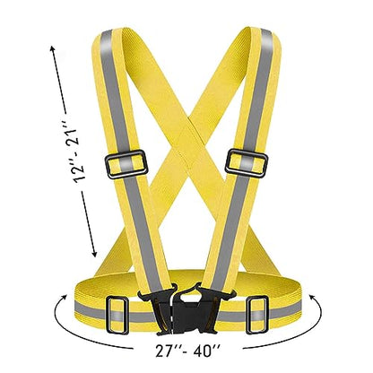 High Visibility Reflective Vest Safety Vest Running Reflective Gear Adjustable Reflective Vest for Walking,Jogging,Hiking,Night Cycling - color: Golden Yellow